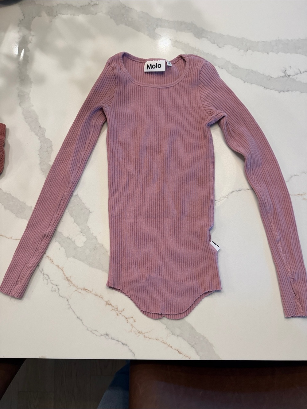 Molo Long-Sleeve Ribbed Tee in Dusty Rose